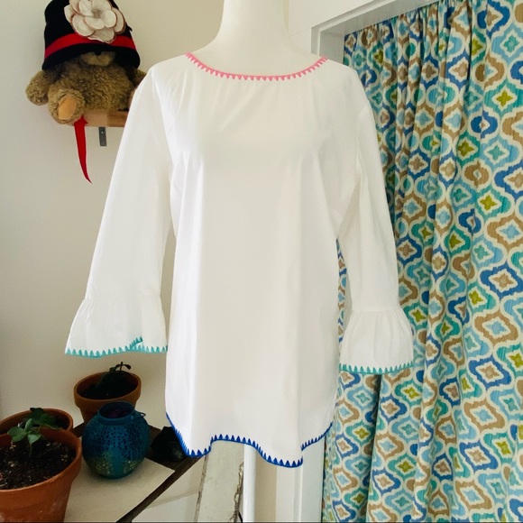 Talbots Embroidered Trim Bell Sleeve Top (size XS) - Picture 4 of 11